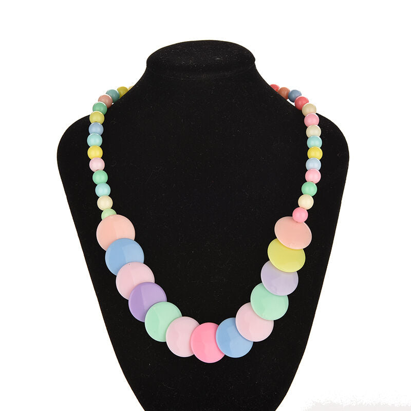 Colorful Beads Necklace&Bracelet Set Party Jewelry for Kids Baby Girls.l8