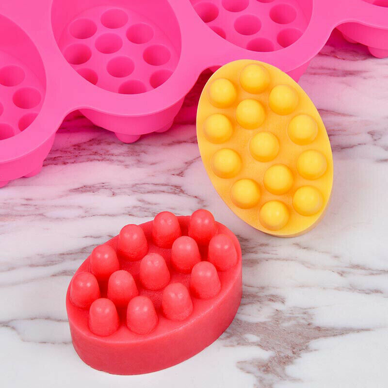 Silicone Massage Soap Mold Therapys Bar Soap Making Tools DIY Homemade Oval BDA