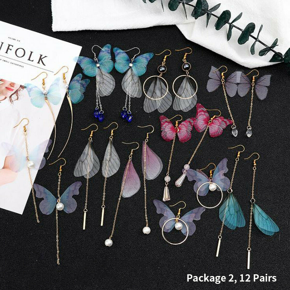 2 Sets DIY Earrings Jewelry Making Kit Supplies Handmade Butterfly Wing Craft
