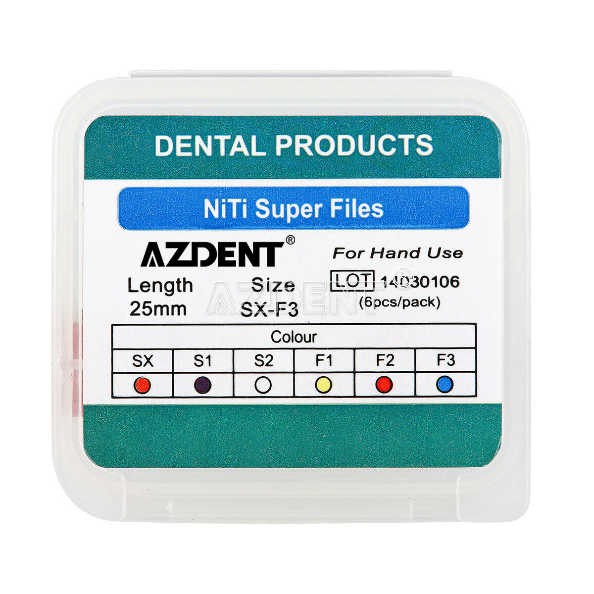 10X AZDENT Dental Endodontics NiTi Super Rotary File Hand Use SX-F3 25mm