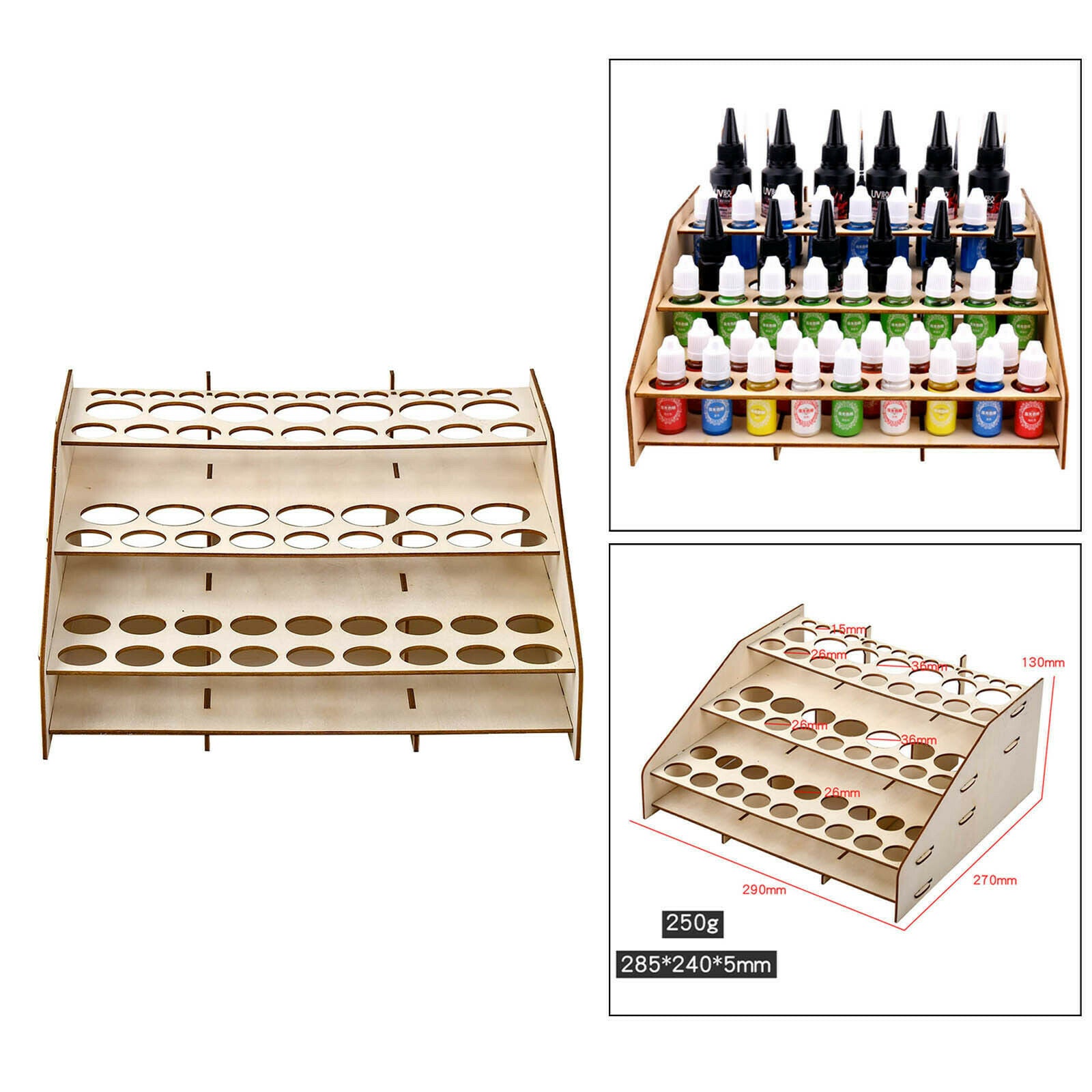 64 Pots Module Craft Varnish Epoxy Tool Wood Storage Rack Stand