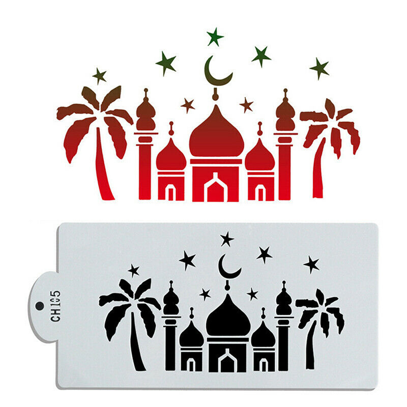 1pc Eid Mubarak Ramadan Cake Template Coffee Spray Stencil DIY Fondant tool