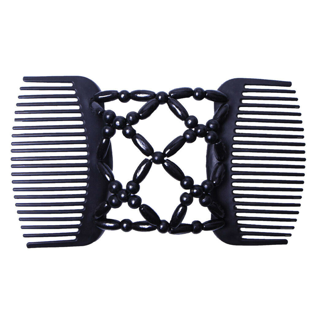 4pcs Magic Wood Beads Double Hair Comb Clip Stretchy Hair Roses Ladies Party