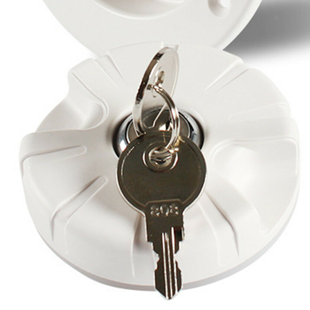 White Plastic Gravity Water Inlet Hatch Lock Locking w/2 keys Leak Proof
