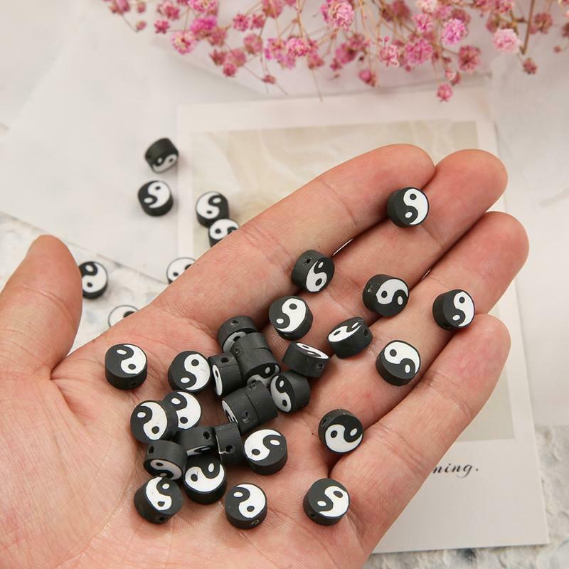 100 Pieces of Yin and Yang Clay Spacer Beads Suitable for Girls Jewelry Making