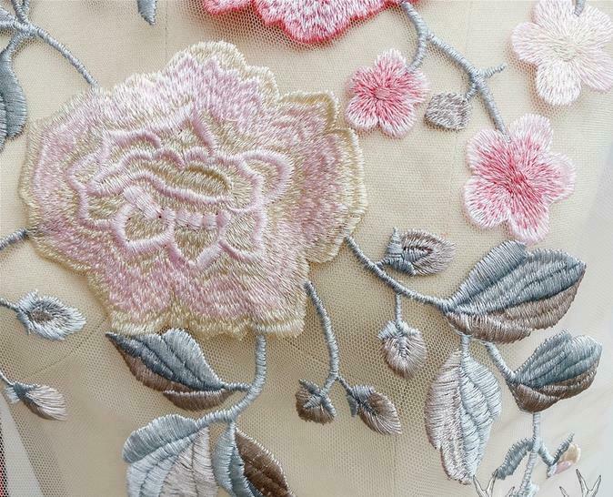 Flower Lace Embroidery Patches Tulle Wedding Dress Applique Sewing Decor DIY