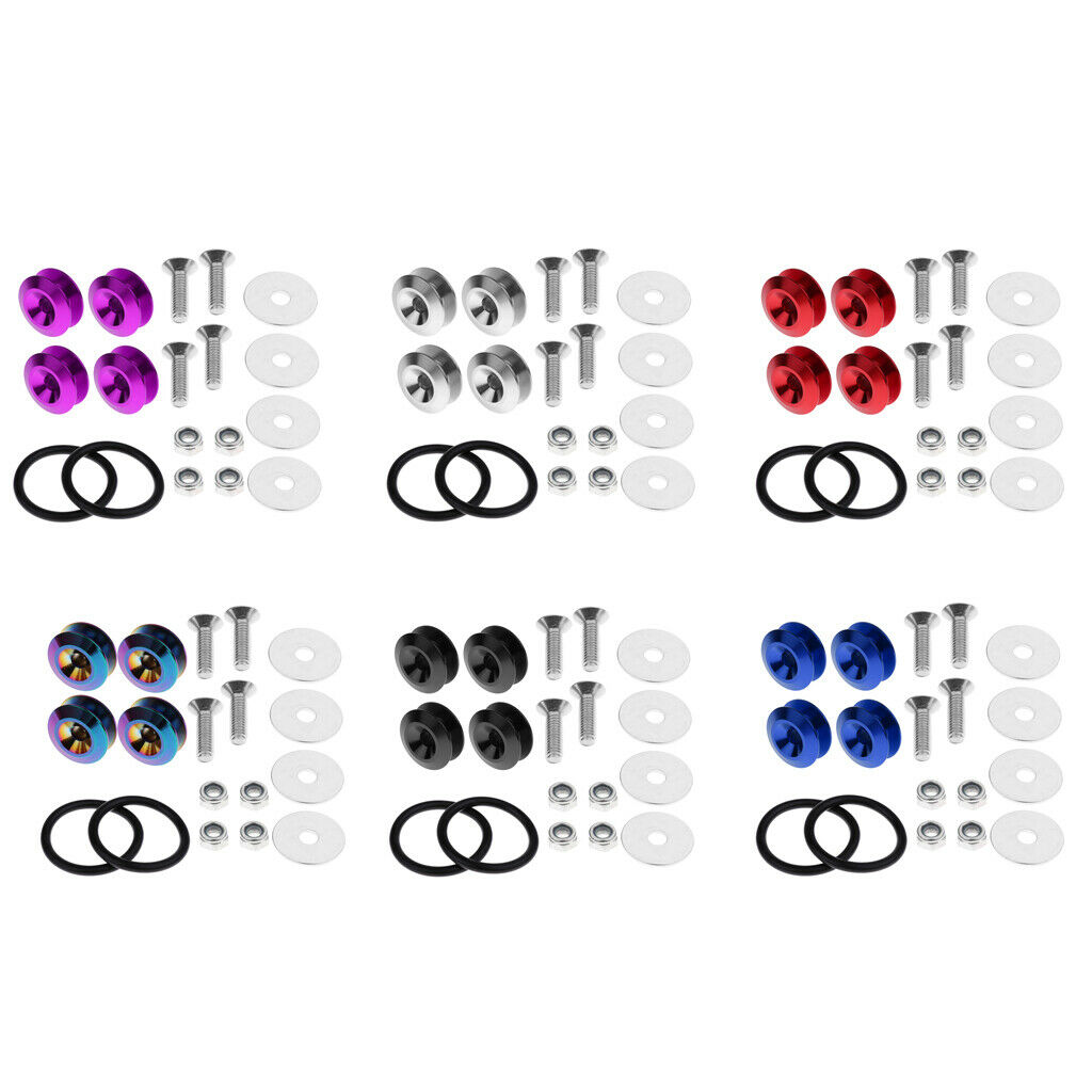 8pcs Quick Release Fastener Fixed Button Kit for Car Vehicles (Red + Black)