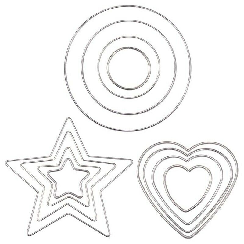 Metal s Hoops,Star/Heart/Round s Craft s Floral Hoop for Wreaths Macrame ProF7X6