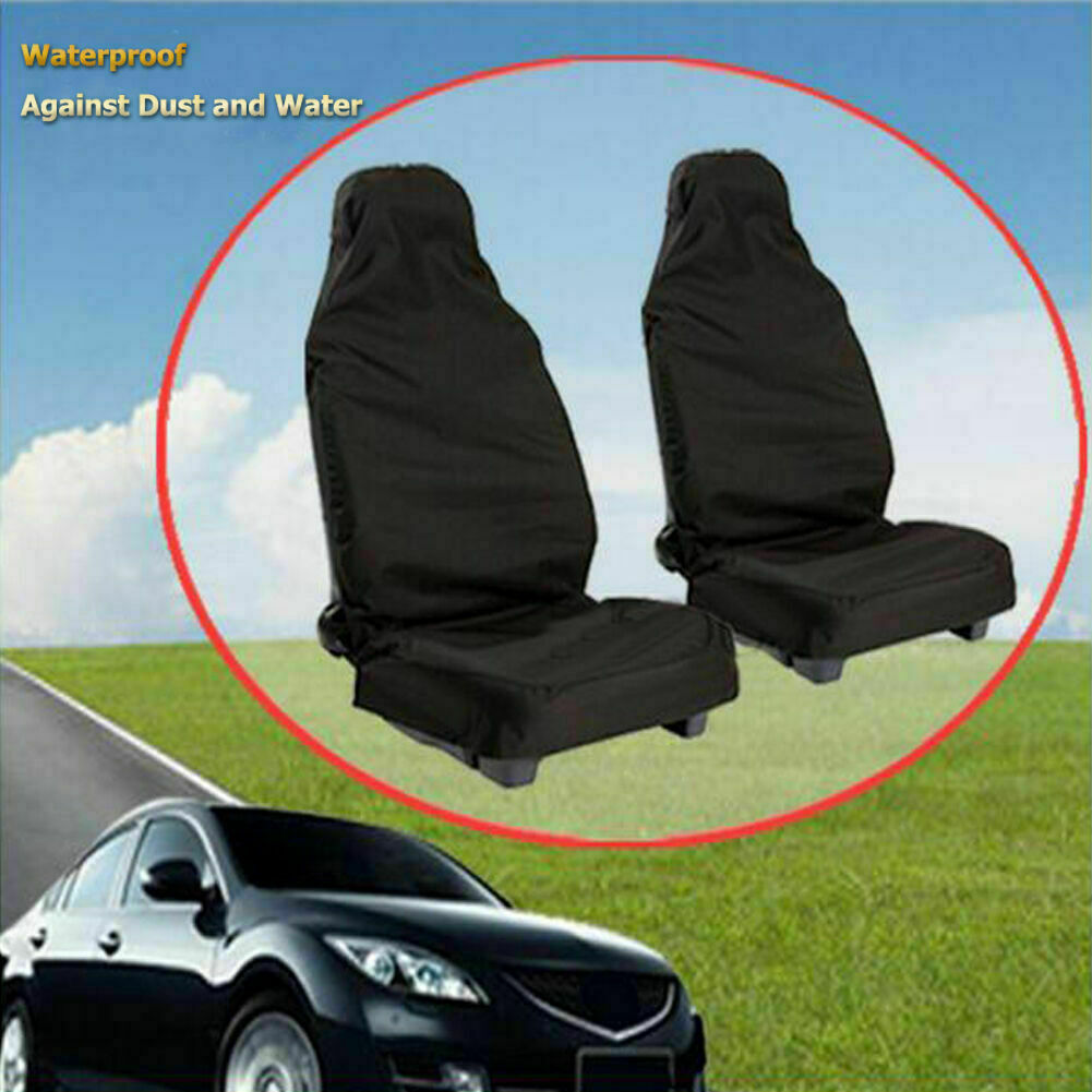 2X Universal Front Car/Van Seat Covers Protectors Black Waterproof Heavy Duty US