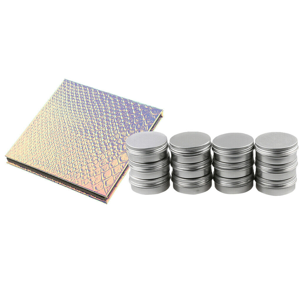 12x Aluminum Round Screw Lid Cosmetic Lip Balm Tins + Empty Magnetic Palette