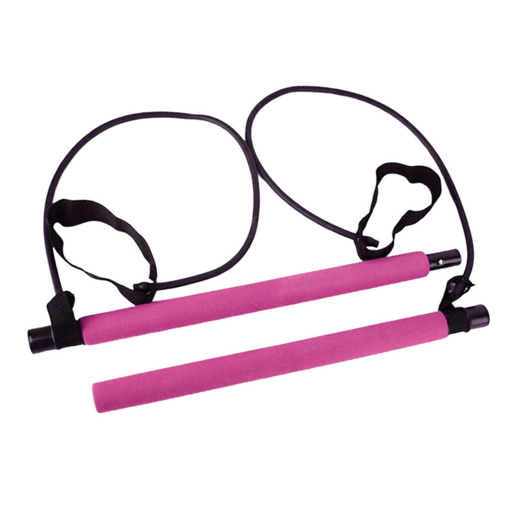 Pilates Bar Kit Resistance Band Tube Yoga Stick Thigh Toner Master Training Gear