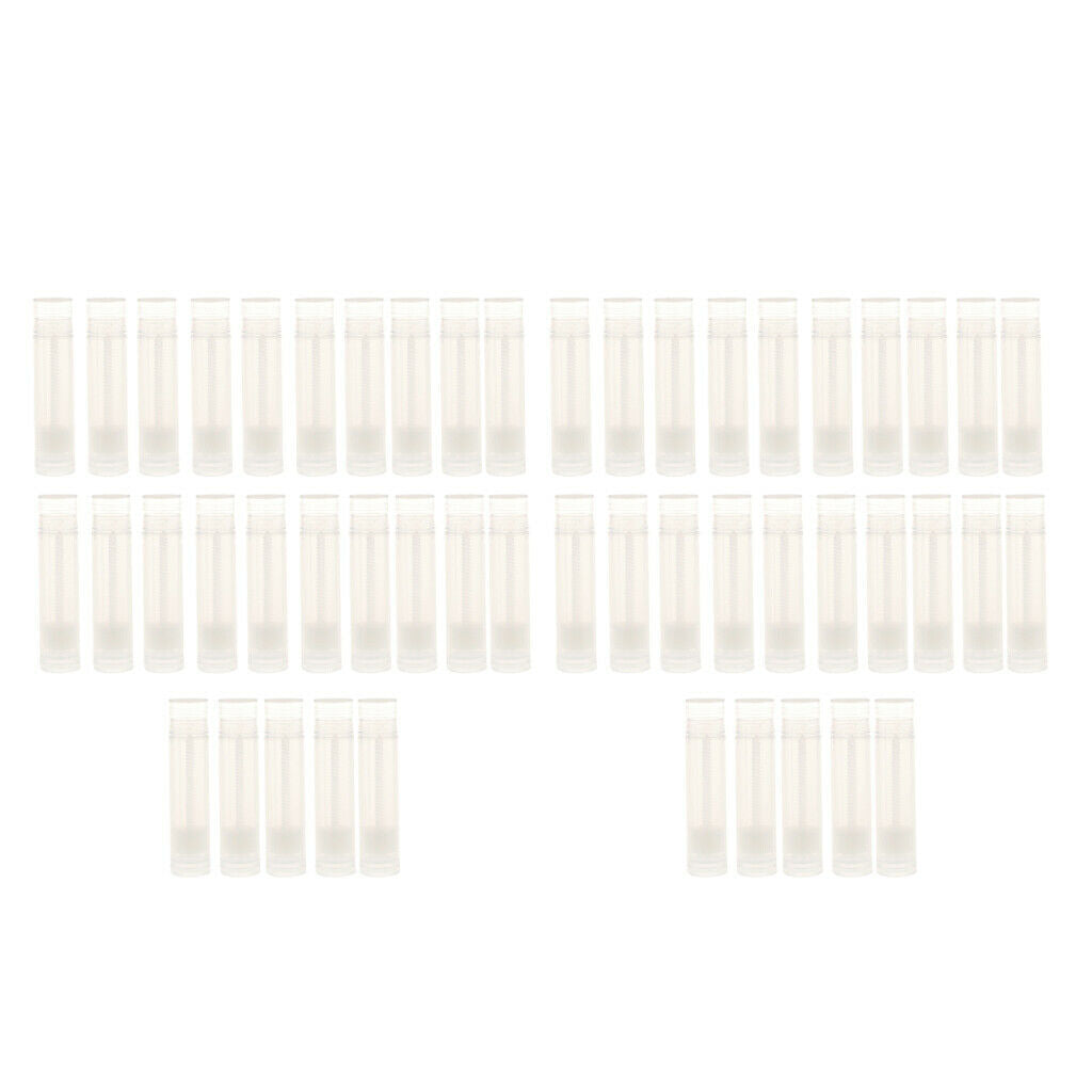 50Pcs 5g Empty Plastic Makeup DIY Lip Balm Tubes Clear Cosmetic Bottles Set