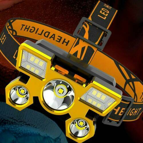 Super Bright Waterproof Head Torch Headlight LED USB Rechargeable Work Headlamp