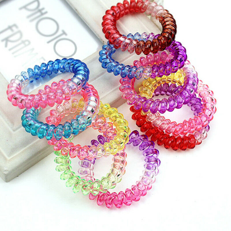 10pcs Gradient color elastic telephone wire cord head ties hair band rop.l8
