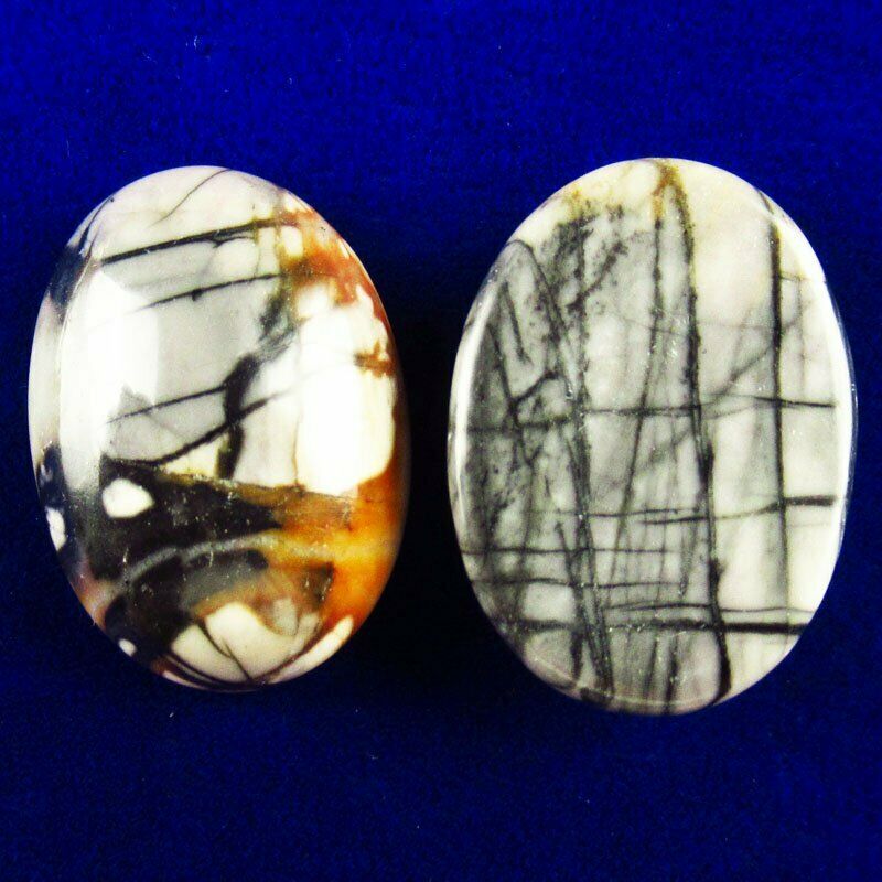8pcs 42g Natural Picasso Jasper 25x18x6mm Oval Cab Cabochon A-288JM