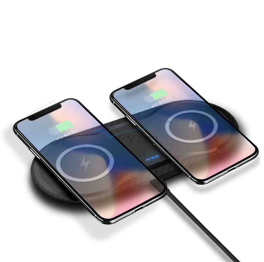 20W Two-seater Car QI Wireless Fast Charger 2 in 1 Desktop Mobile Phone Charger