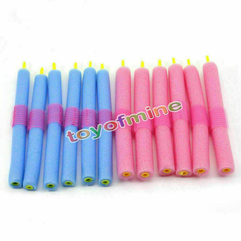 12PCS Soft Twist Soft Foam Bendy Hair Rollers Curlers Cling Strip R