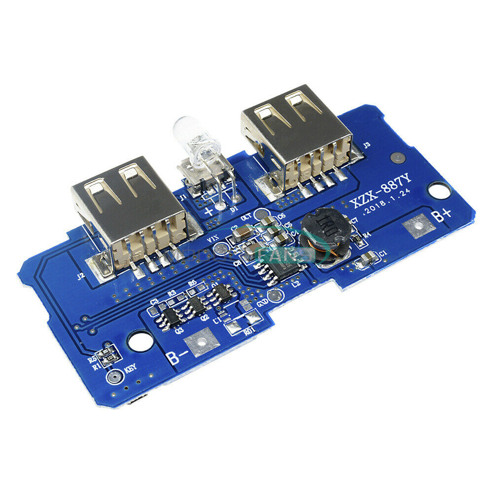 Dual USB 5V 2A Power Bank Mobile Charger Board Step-Up Module Indicator Light