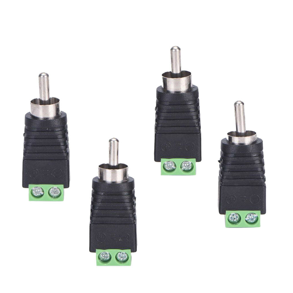 4 Pieces RCA Male Plug to AV Terminal Connector Video AV Balun 2 Screw