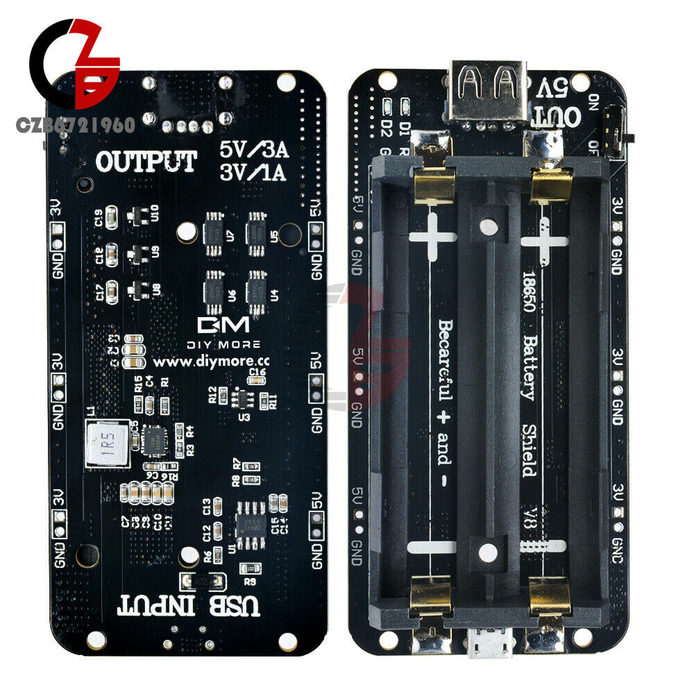 Dual Volt 3V/5V 18650 Battery Shield V8 for Arduino ESP32 WiFi ESP8266 Board