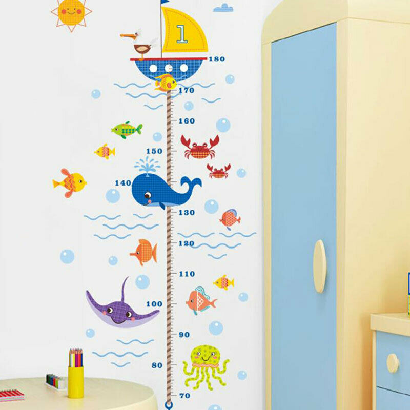 Children Height Stickers Animals Wall Stickers Kids Living Room Home Decorat FG