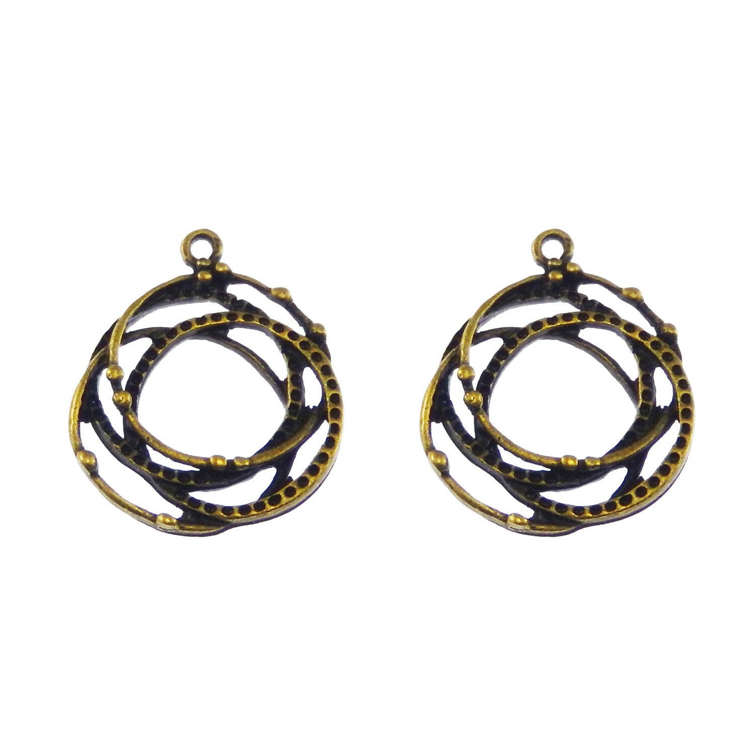 20 pcs Retro Bronze Intertwined Charm Pendant Earring Dangle DIY Making 30*22mm