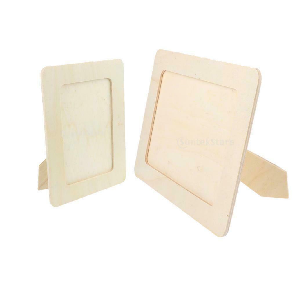 3Pcs Natural Wood Unpainted Picture Photo Frame Free Standing Perfect for DIY