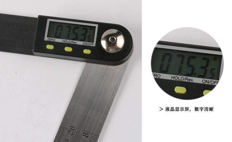 8" /200mm Waterproof Display Ruler & Protractor 2 in 1 Gauge Angle Finder