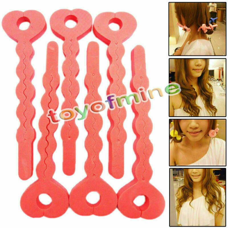 6 PCS Magic Sponge Hair Soft Curler Roller Strip Heatless Tools