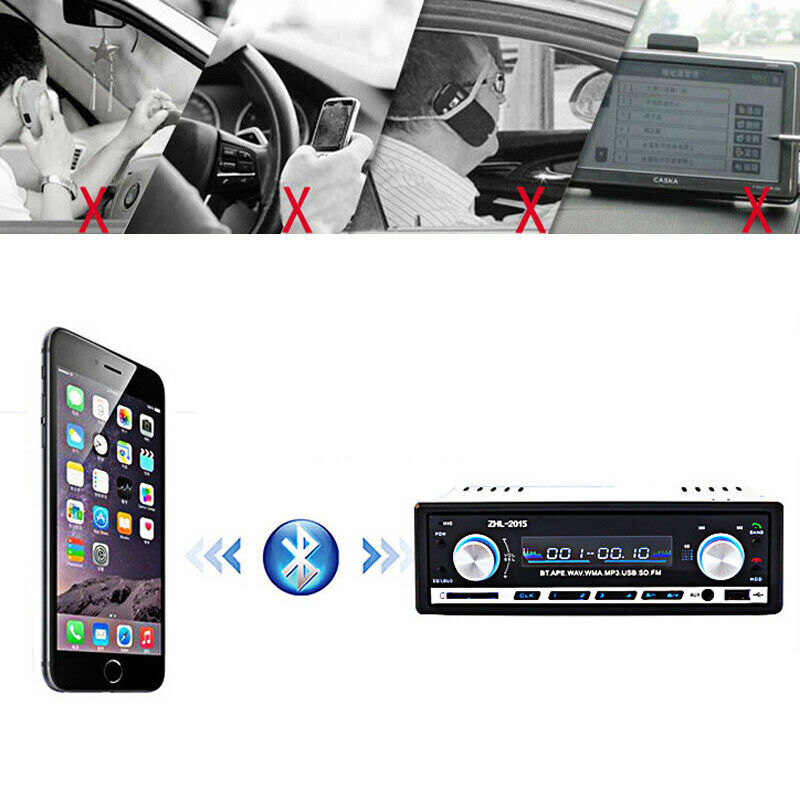 12V 1Din Car Stereo Radio Bluetooth FM Audio Music Player MP3/USB/SD/AUX In-Dash