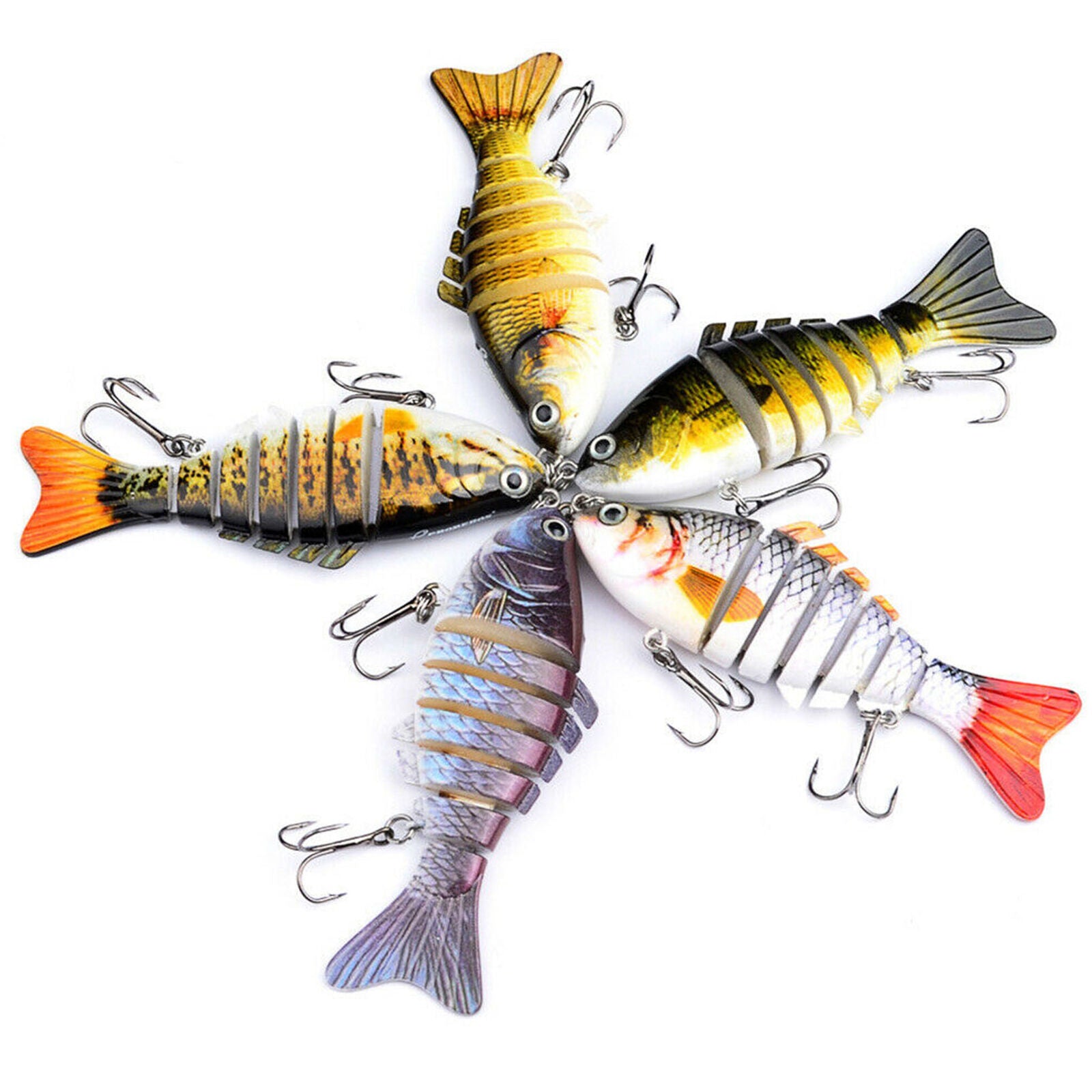 5pcs Bass Fishing Lure Swimbait Fish Bait Set Lot 10CM Multi Jointed Tackle Box