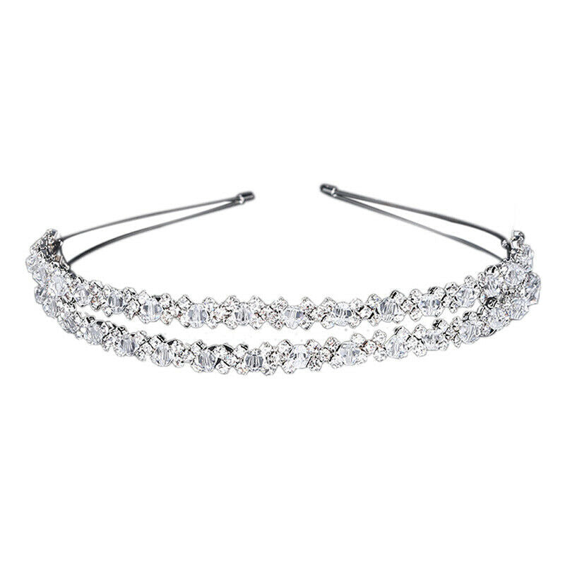 Bride Headband Tiara Bridal Crown Handmade Crystal Double Layer Wedding Hair  Tt