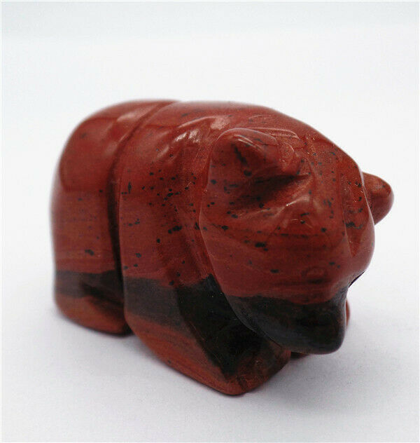 47x30x25mm Natural Red Jasper Carved Bear Decoration Statue Home Decor HH7727