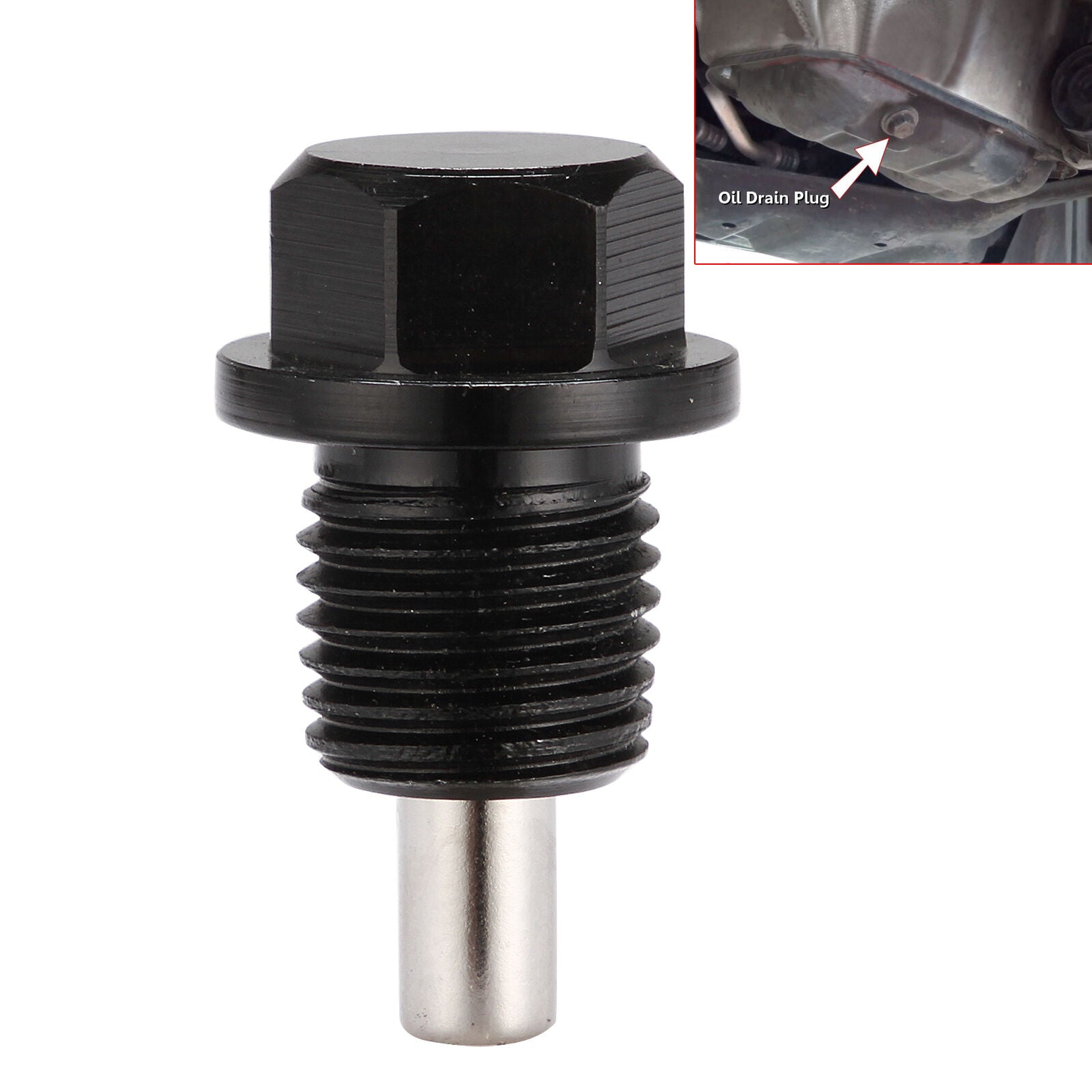 2PC Engine Magnetic Oil Pan Drain Plug Bolt Anodized Crush Washer M14x 1.5 Black
