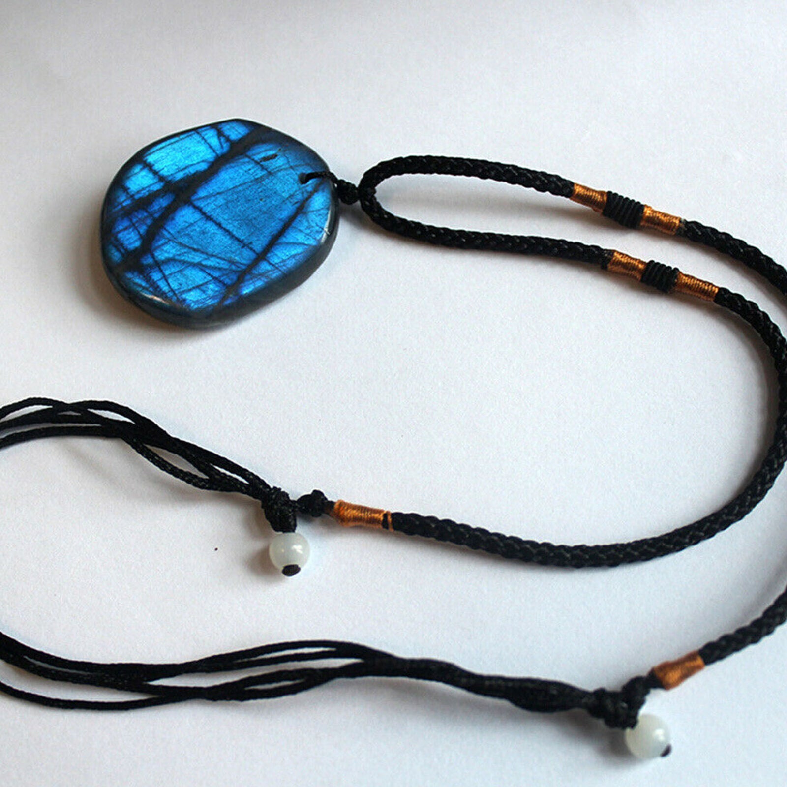 Newly Natural Labradorite Crystal Pendant Necklace Healing Stone Men Women Gift