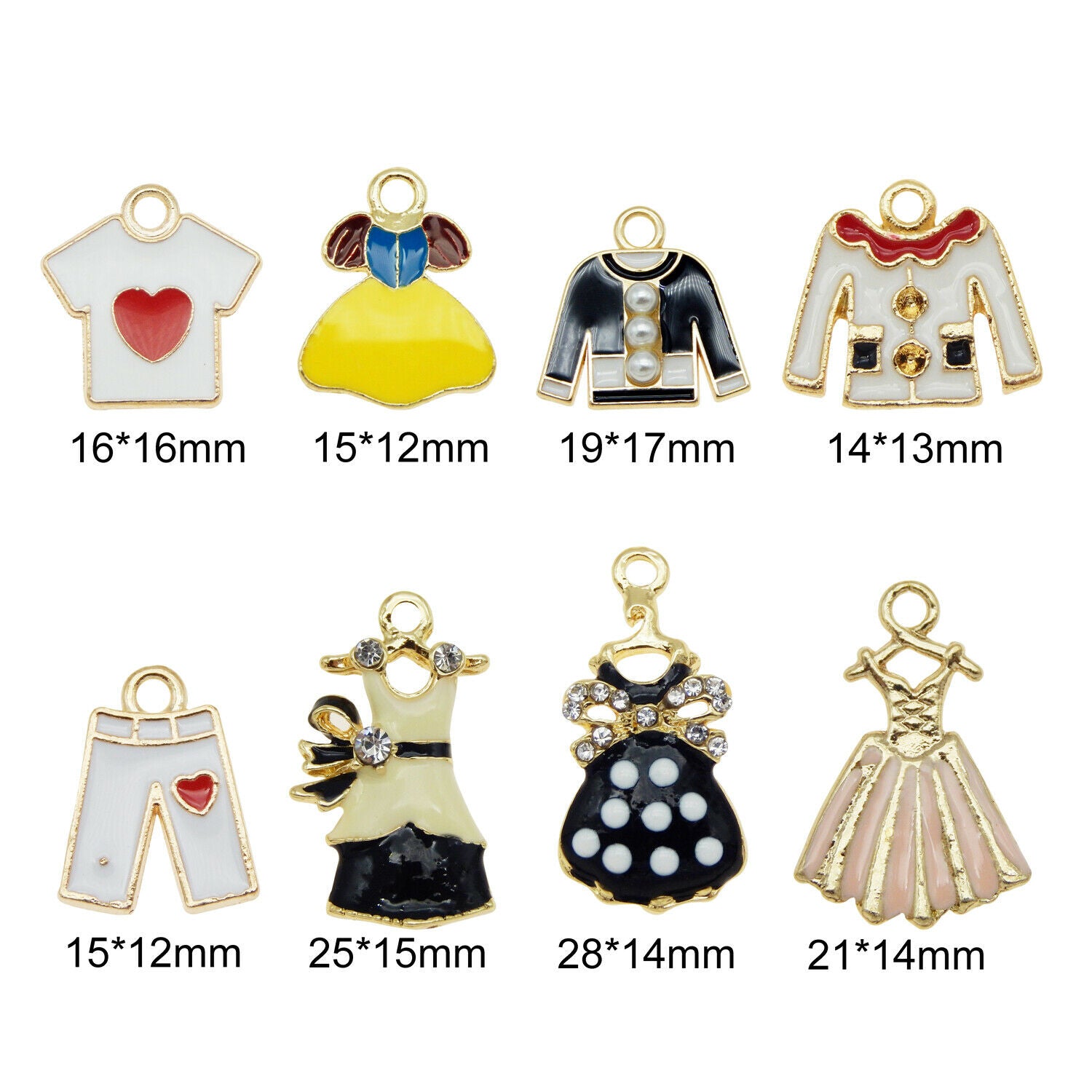 8 Mix Clothing Dress Charm Enamel Costume For Pendant DIY Jewelry Crafts 1-3cm
