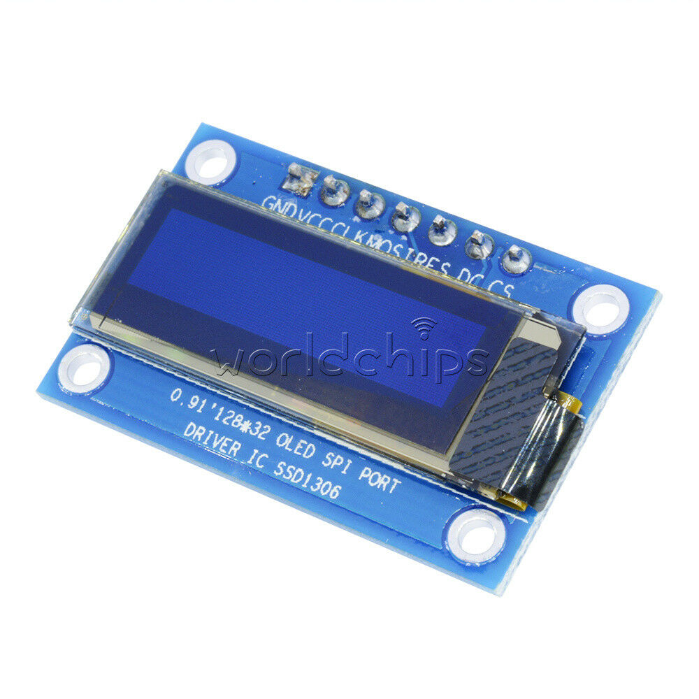 0.91" inch SPI 128x32 White OLED LCD Display Module SSD1306 For Arduino STM32 51