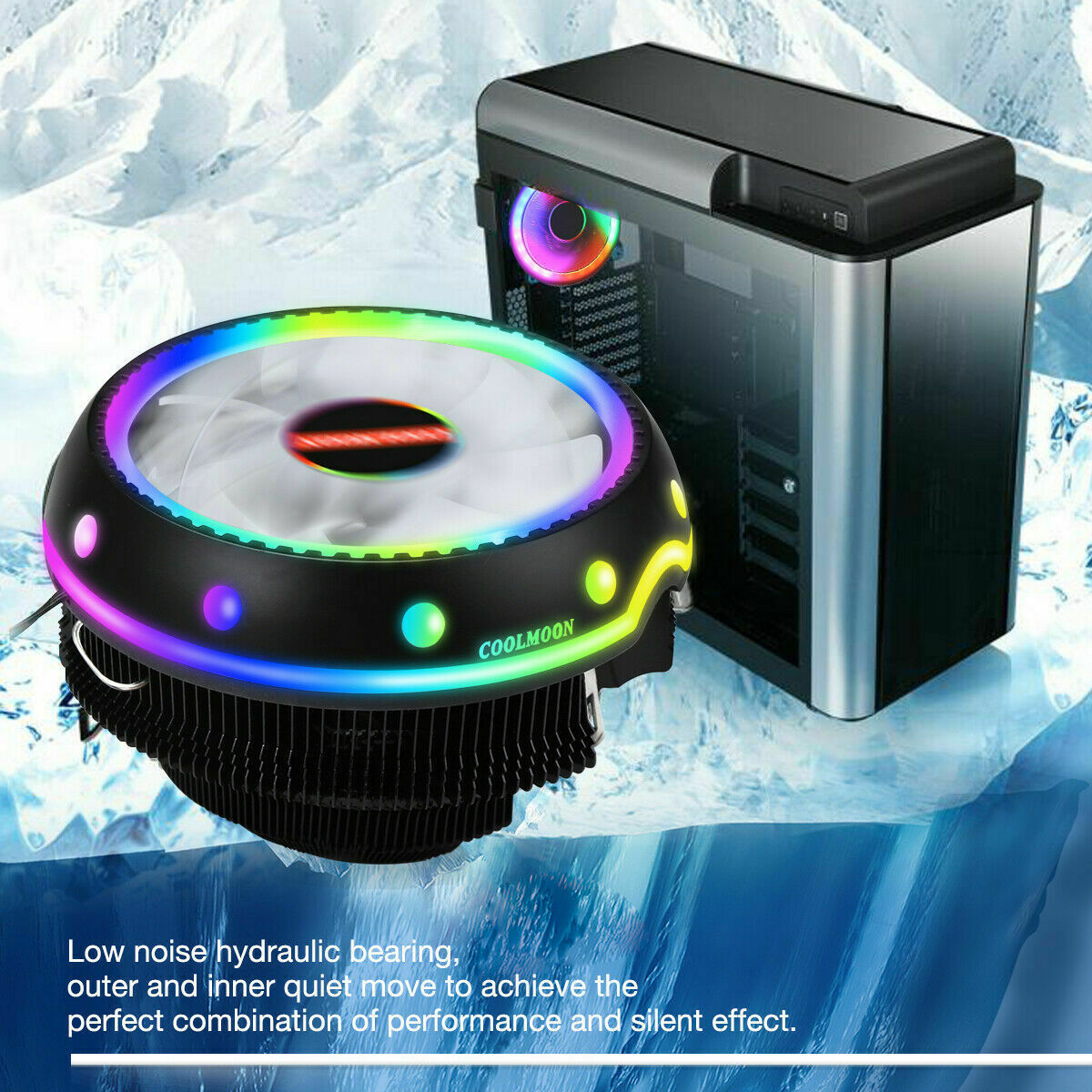 LED RGB CPU Cooler Fan Heatsink For Intel LGA 1156/1155/1151/1150 AMD AM4 / AM3+
