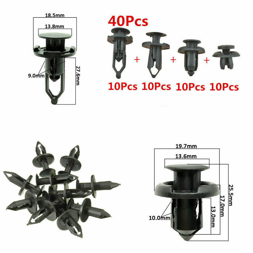 40Pcs Car Push Retainer Pin Body Bumper Rivet Trim Moulding Clip Accessories Kit