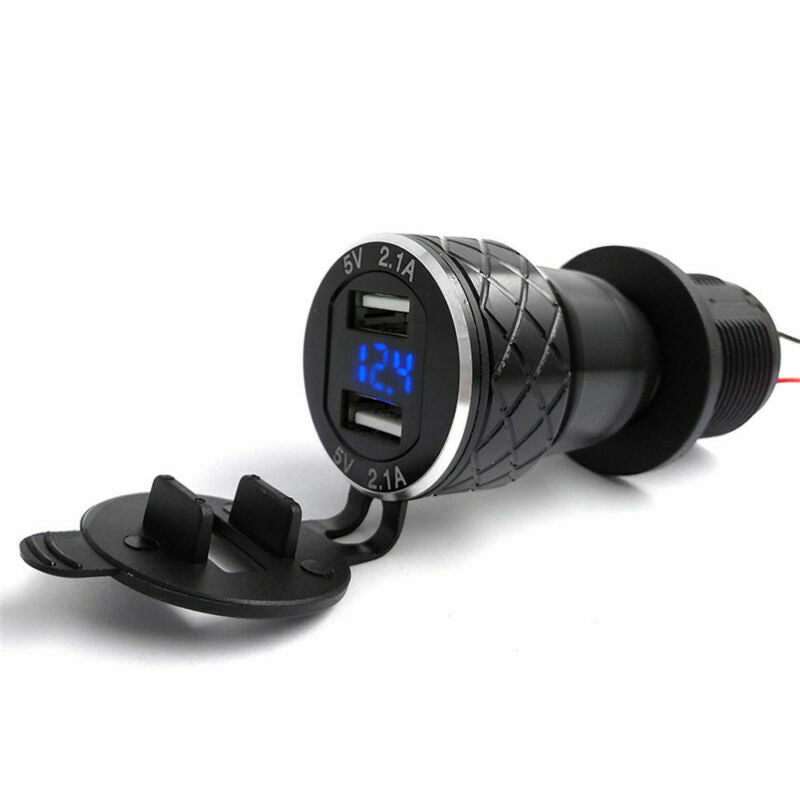 4.2A Dual USB Cigarette Lighter Voltage Display Aluminum Alloy Shell For BMW