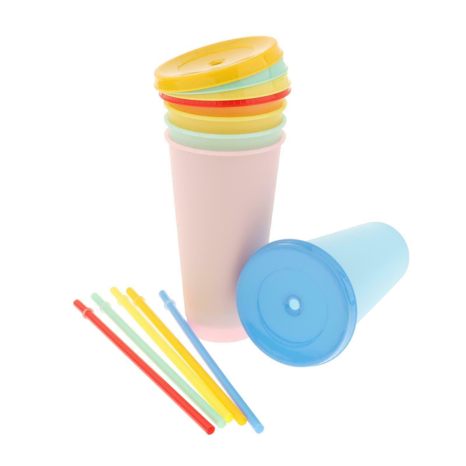 5x Color Changing Cup With Straw Lid Cold Drink Cup Water Tumblers Mix Color