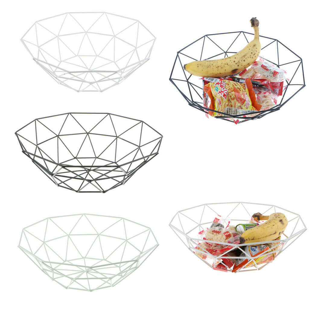 Fruit Basket Stand Sturdy Iron Storage Bowl Rack Display Organizer Decor