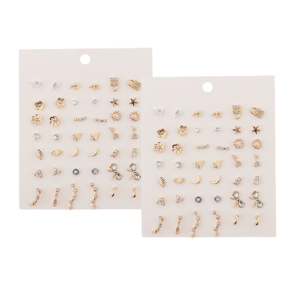 42 Pairs Fashion Korean Stud Earrings Set Round Beads Stainless Steel Jewel