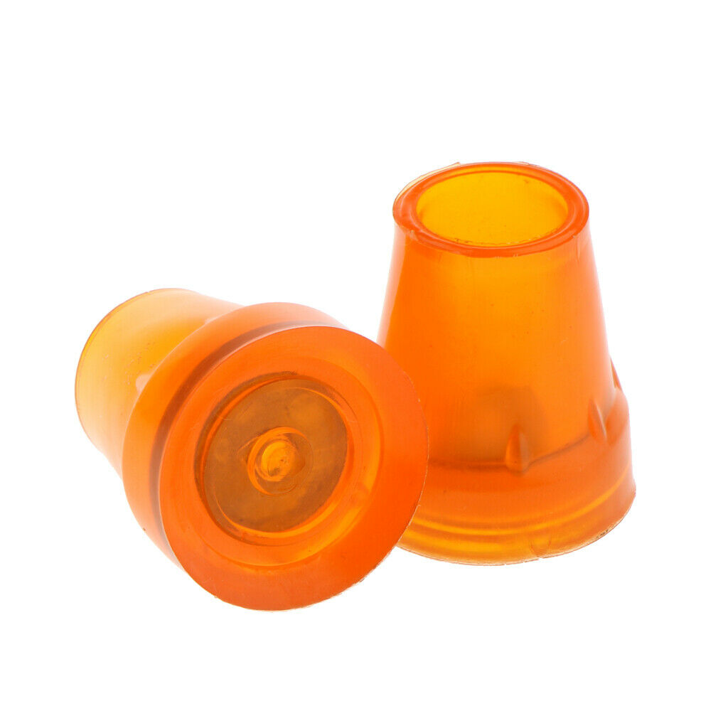 2x Wearproof Rubber Canes Replacement Tips Ferrules End Caps Orange 7/8''