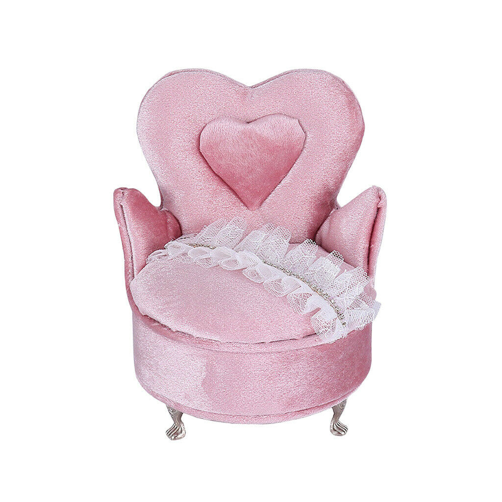 Pink Lace Single Chair Jewelry Box Organizer Travel Case Jewellery Display
