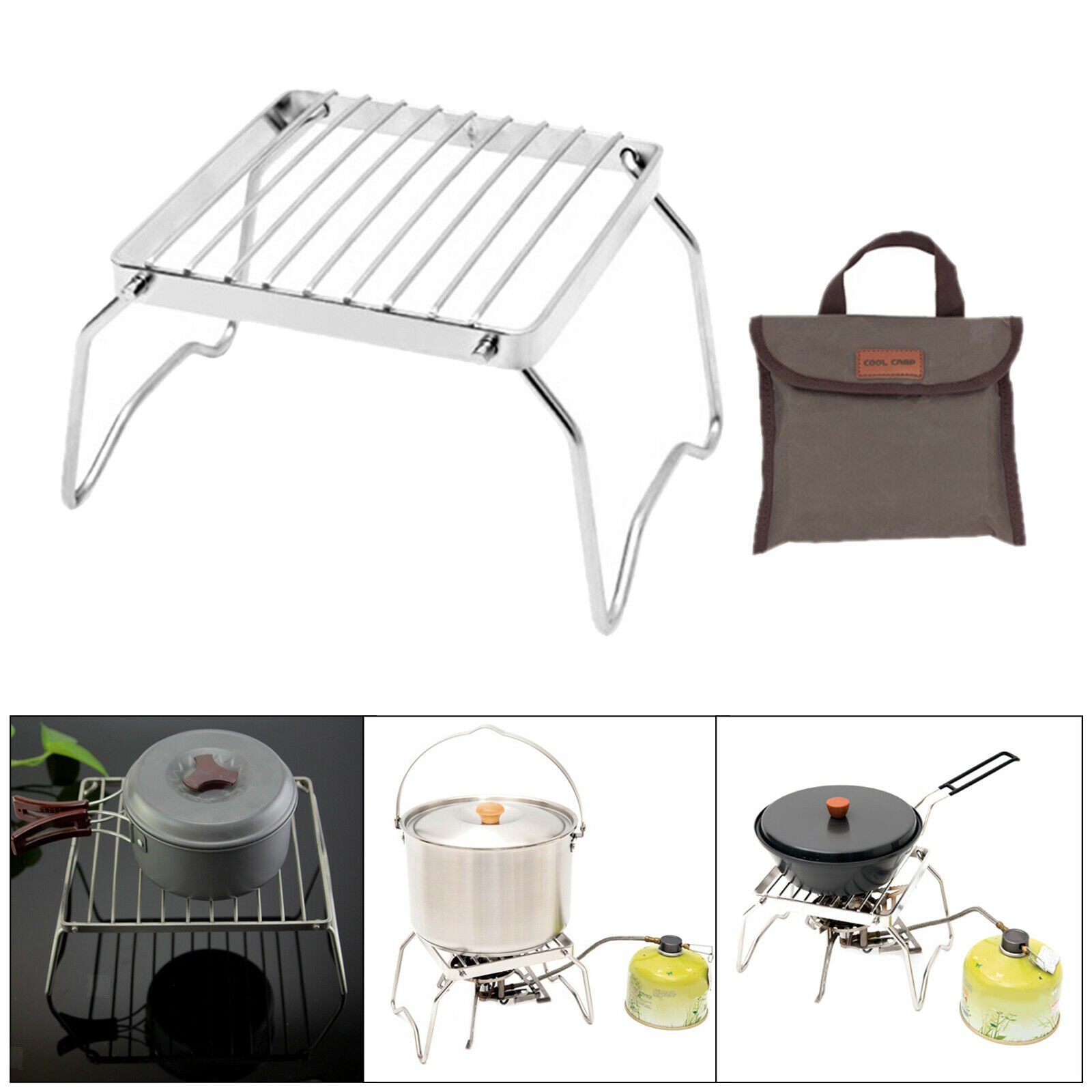 Portable Stainless Steel Grate Mini Folding Campfire Grill Fire Pit Camping