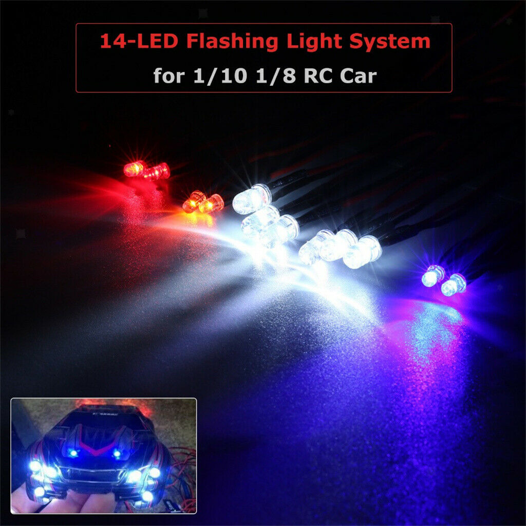 Light Kit 14-LED Flashing Light System 1/10 1/8 Lamp Kit Set Set Hobby Parts