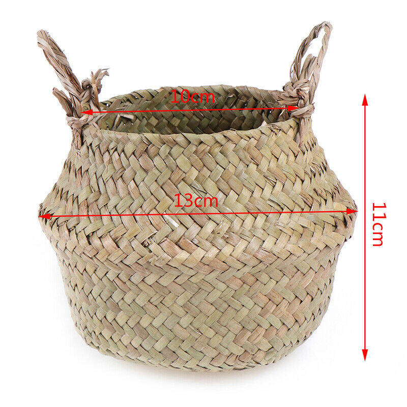 Storage Basket Rattan Straw Basket Wicker Folding Flower  Pot Flower Bask.l8