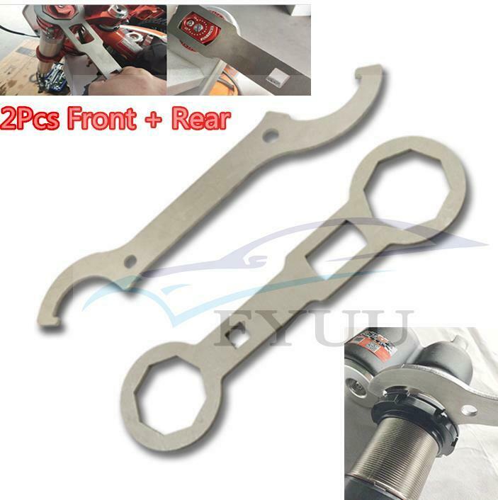 2Pcs Fork Cap Wrench Tool Front Rear Shock Absorber Remove Wrench Hook Spanner