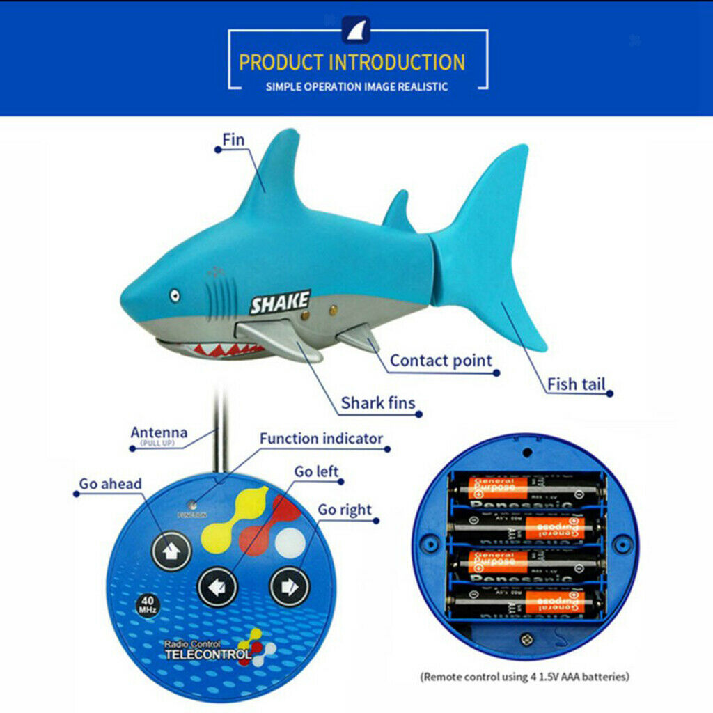 Mini Remote Control Shark Swim in Water Christmas Gift for   (Blue)